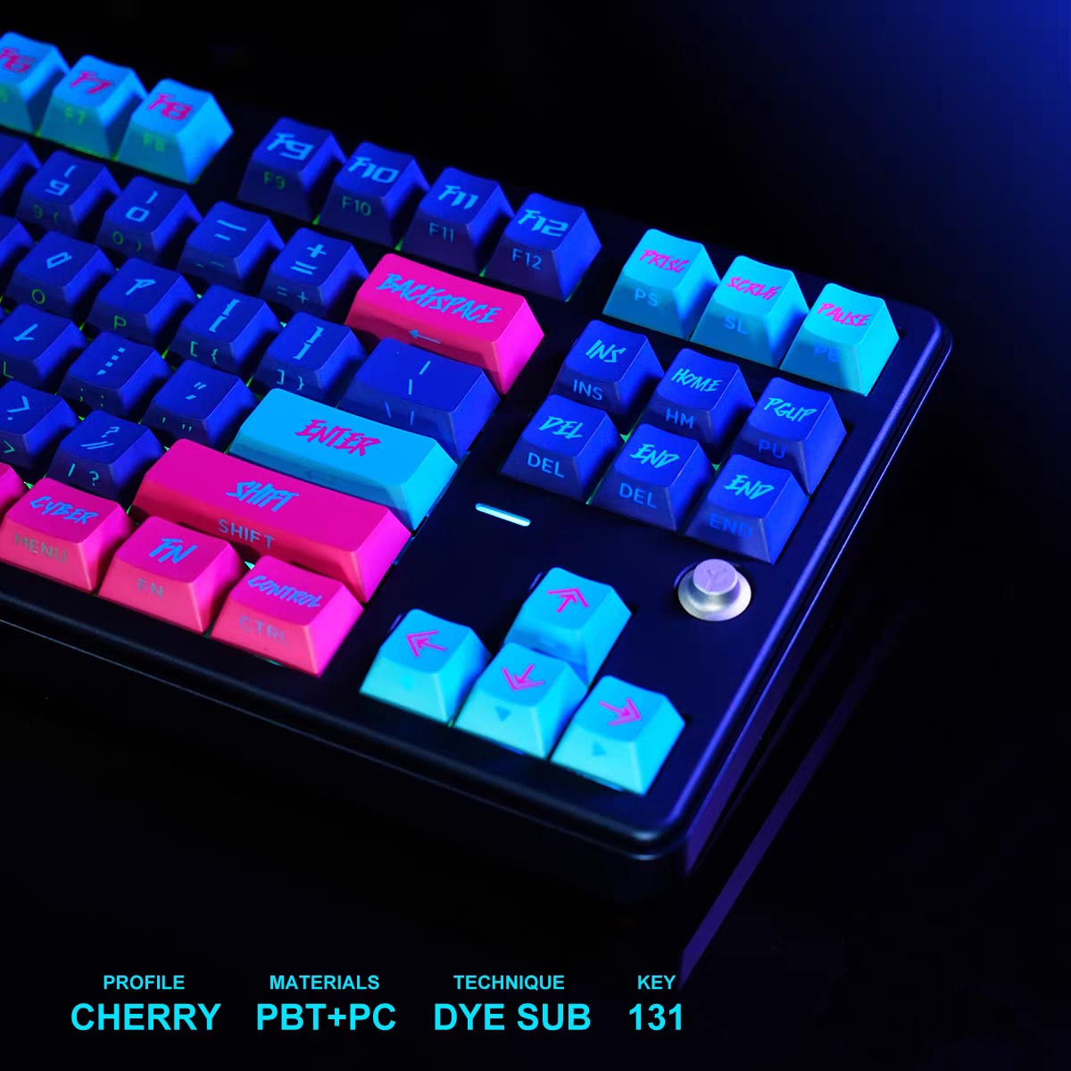 NEOKEY Cyberpunk PBT Side-print Shine-through Keycaps Set - 129 Keys, OEM Profile Mechanical Keyboard 60% 75% 100%,ANSI Layout