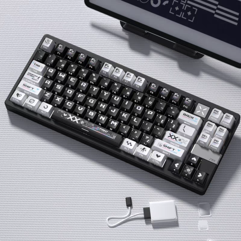 NEOKEY Canvas Black & White PBT Shine-through Keycaps Set - 126 Keys, ANSI Layout, OEM Profile