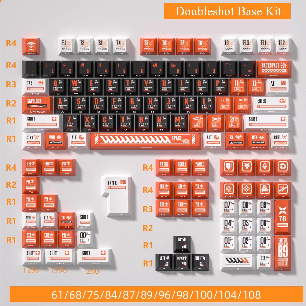 NEOKEY Horizon Shine-through Keycaps Set - Orange & Black, OEM Profile,PBT & PC,DIY,ANSI Layout