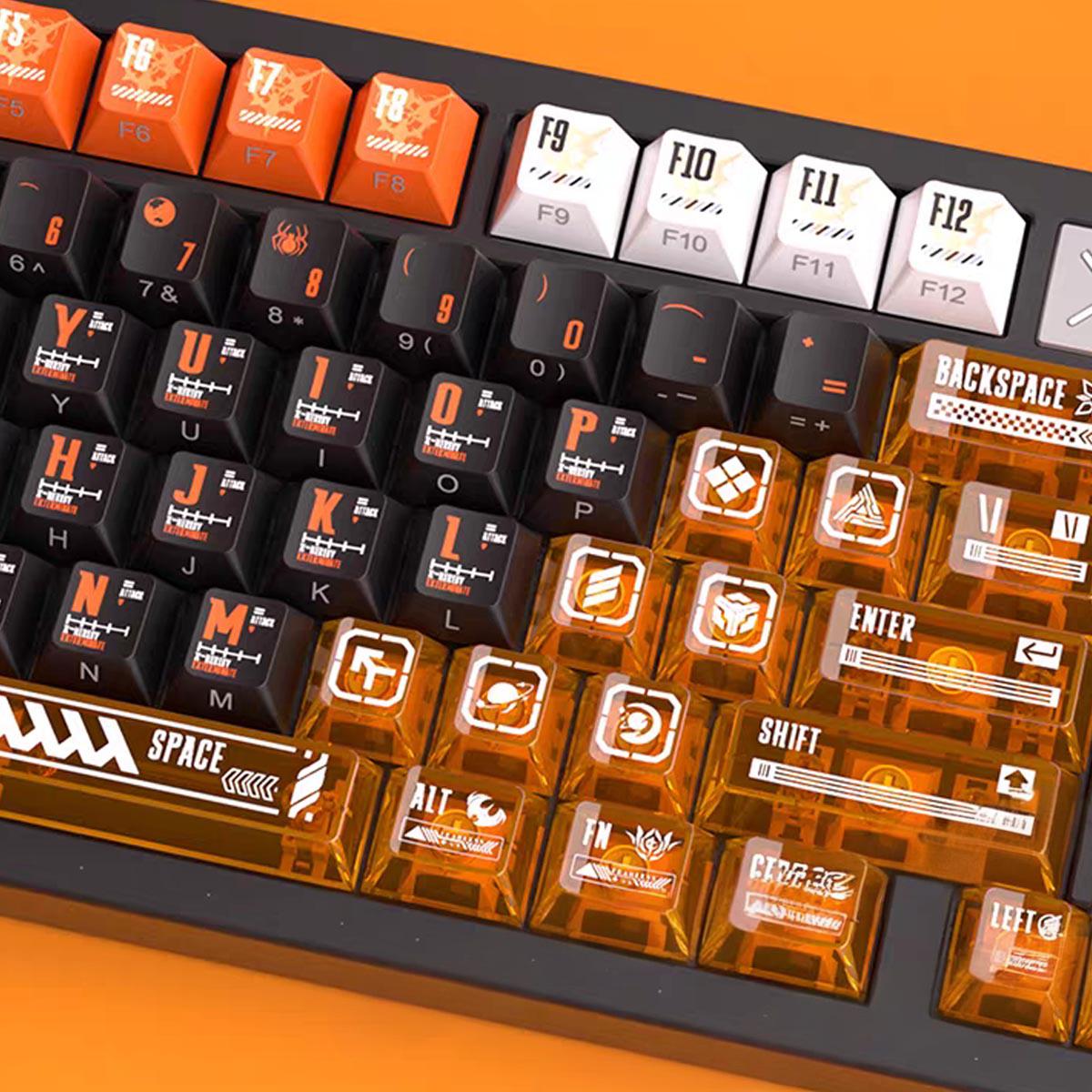 NEOKEY Horizon Shine-through Keycaps Set - Orange & Black, OEM Profile,PBT & PC,DIY,ANSI Layout
