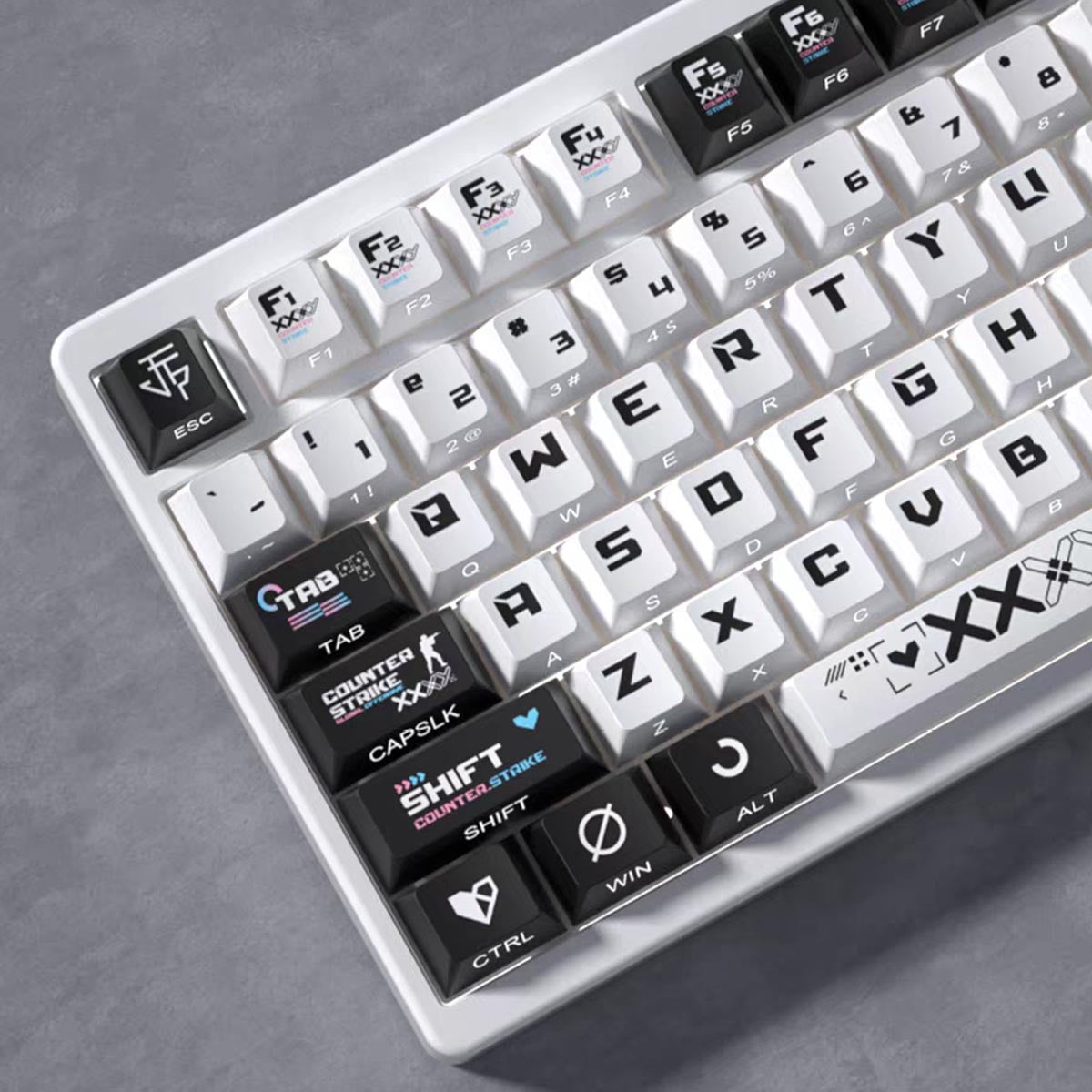 NEOKEY Canvas Black & White PBT Shine-through Keycaps Set - 126 Keys, ANSI Layout, OEM Profile