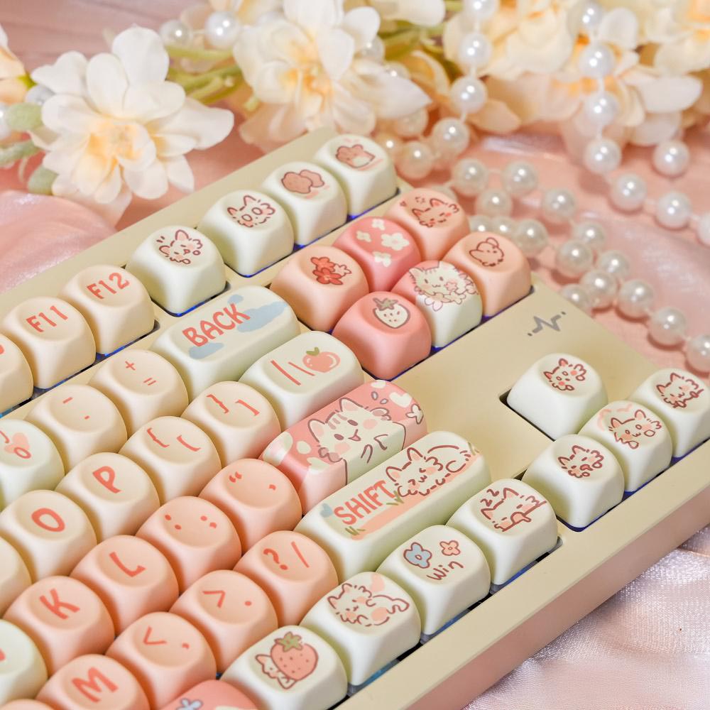 NEOKEY Cute Keycaps for Girls - MOA Profile, Gift for Gamer Girlfriend, for 61-108 Key Layout,ANSI Layouts